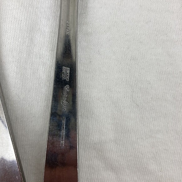 Ecko Eterna Carolyn Stainless Textured Roses Stainless Lot 2 Serving Spoon 8 1/2 - Picture 7 of 9